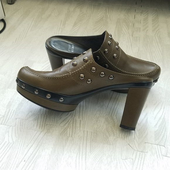 Stuart Weitzman studded platform mules / clog slip ons, Olive Green (size 7) - Picture 14 of 14
